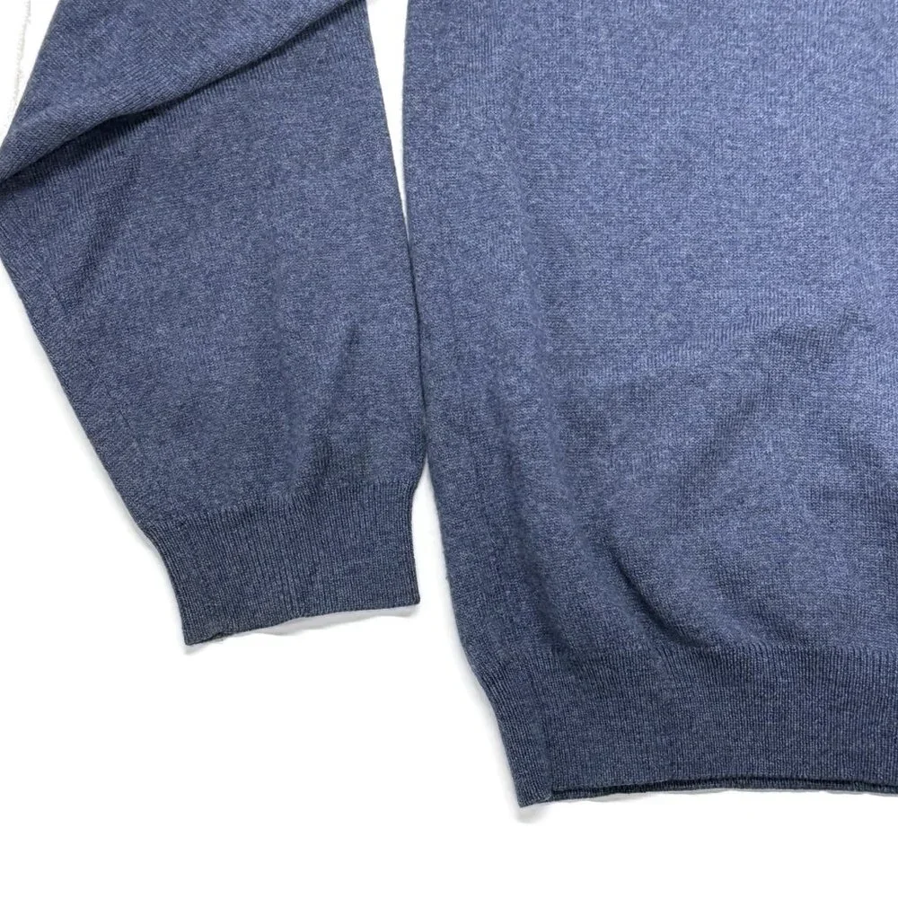 Brooks Brothers Sweater Mens Large Blue V-Neck‎ Merino Wool Stretch Pullover